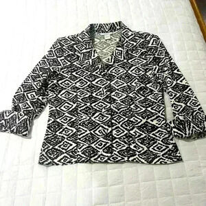 Dress Barn Brown & White Patterned Jacket Size Medium‎